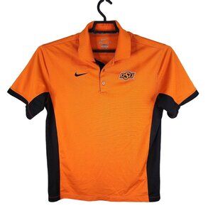 Mens Nike Dri-Fit Orange & Black Polo Shirt OSU Oklahoma State Short Sleeve M